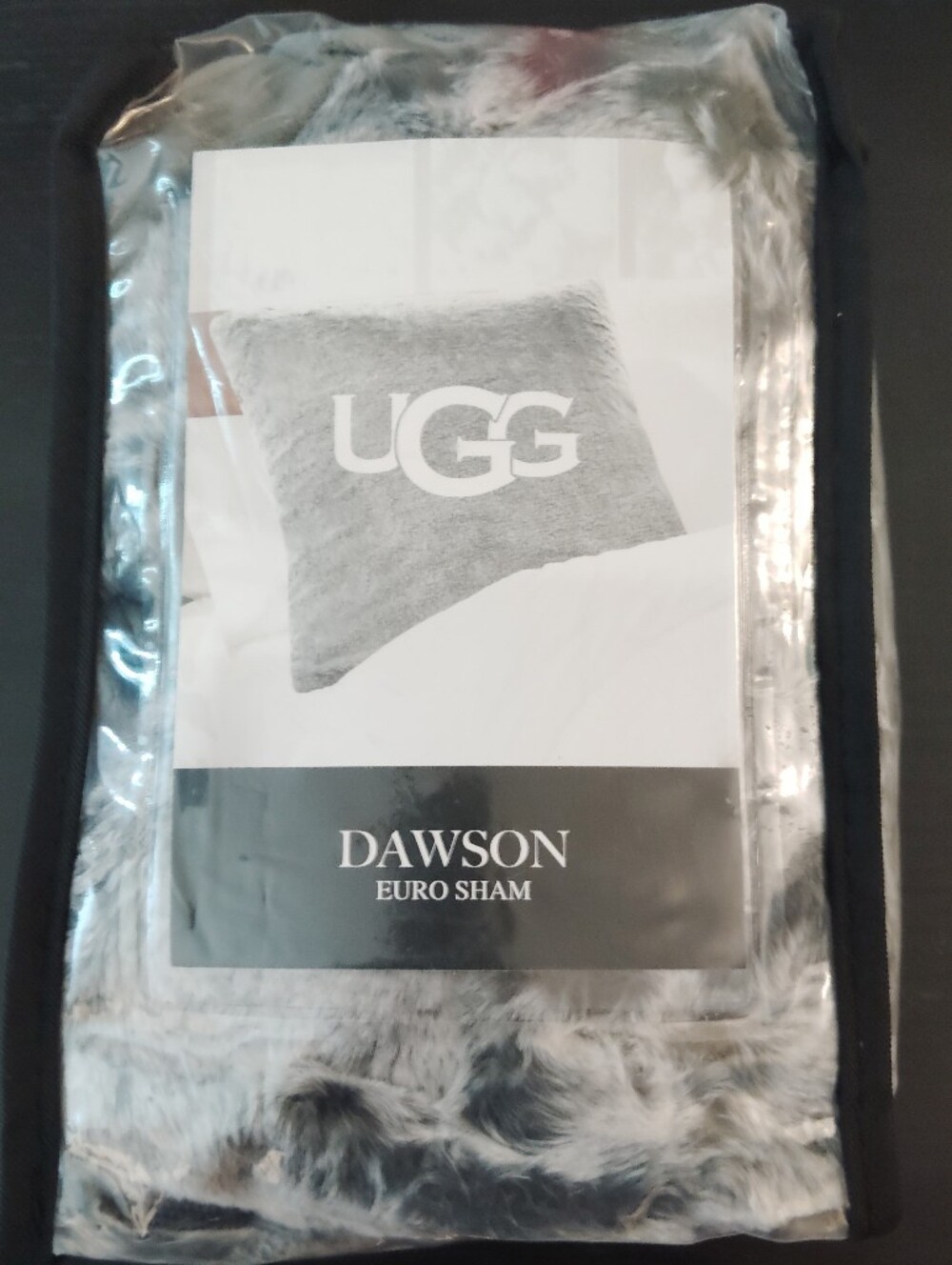 UGG 26" X 26" Euro Pillow Cover Sham Plush Blue New In Pkgs Faux Fur Zipper